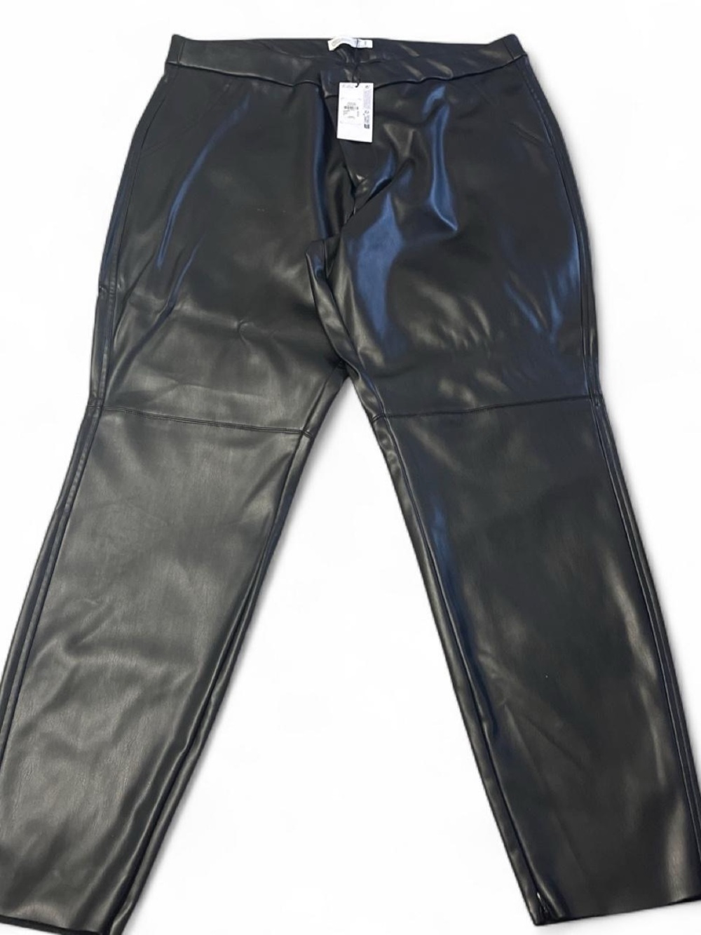 Primark Black Faux Leather Straight-Leg Pants